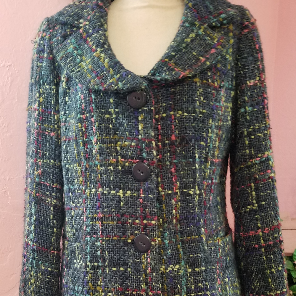 ON SALE MultiColored Lined Portrait Collar Tweed